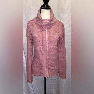 Womens pink long sleeves? snaps buttons stretchy cotton Jacket size large